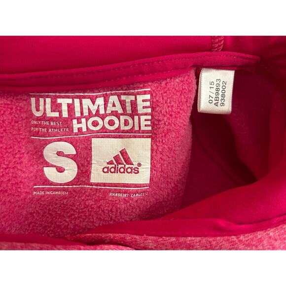 Adidas Ultimate Hoodie Pink Pullover Sweatshirt Size S - Picture 6 of 6